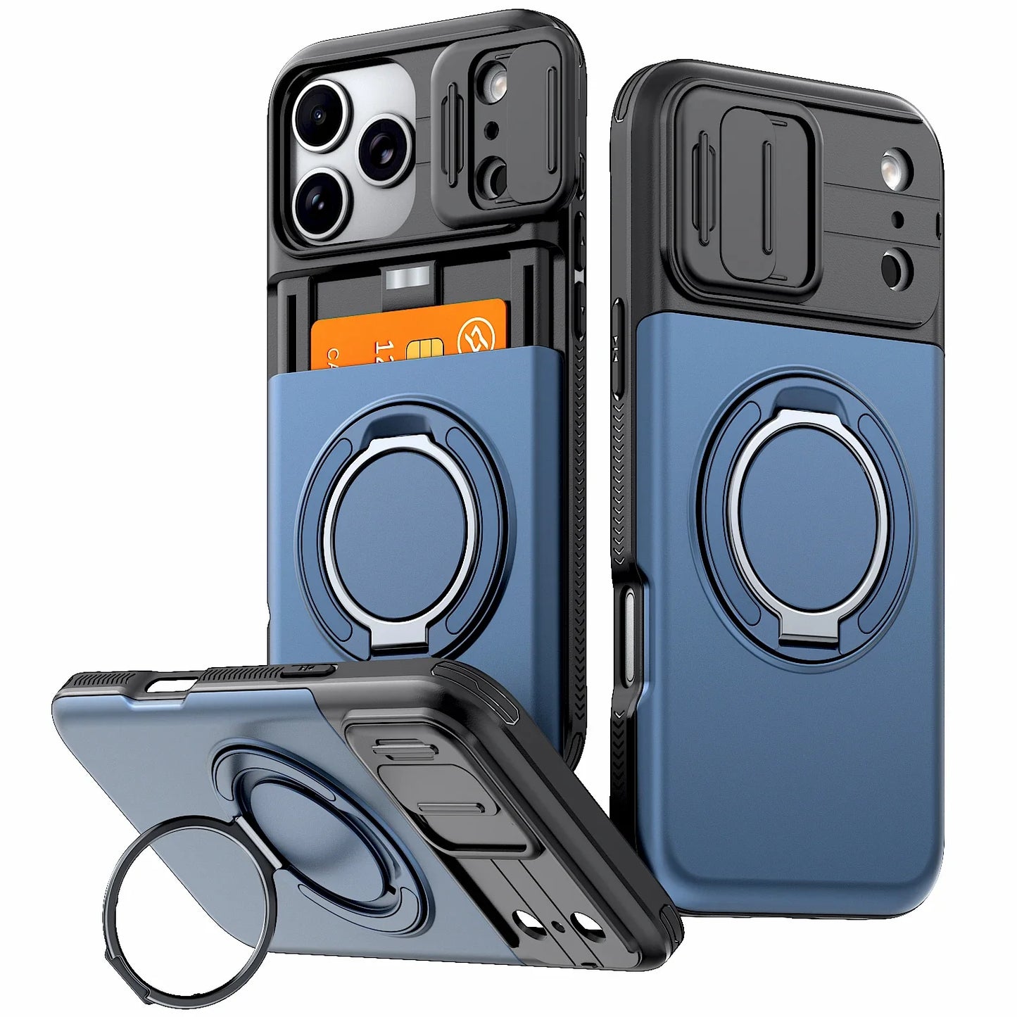 Luxury Wallet Case for iPhone 18 17 16 15 14 13 12 Pro Max 17E 16E 17 Pro - Shockproof Armor Card Holder Stand Cover