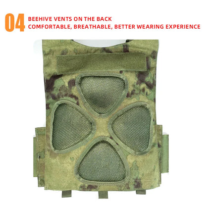 New Combat Vest 6094 – Lightweight Quick Release Laser Cut Tactical Gear for Hunting, Black Tactical Vest