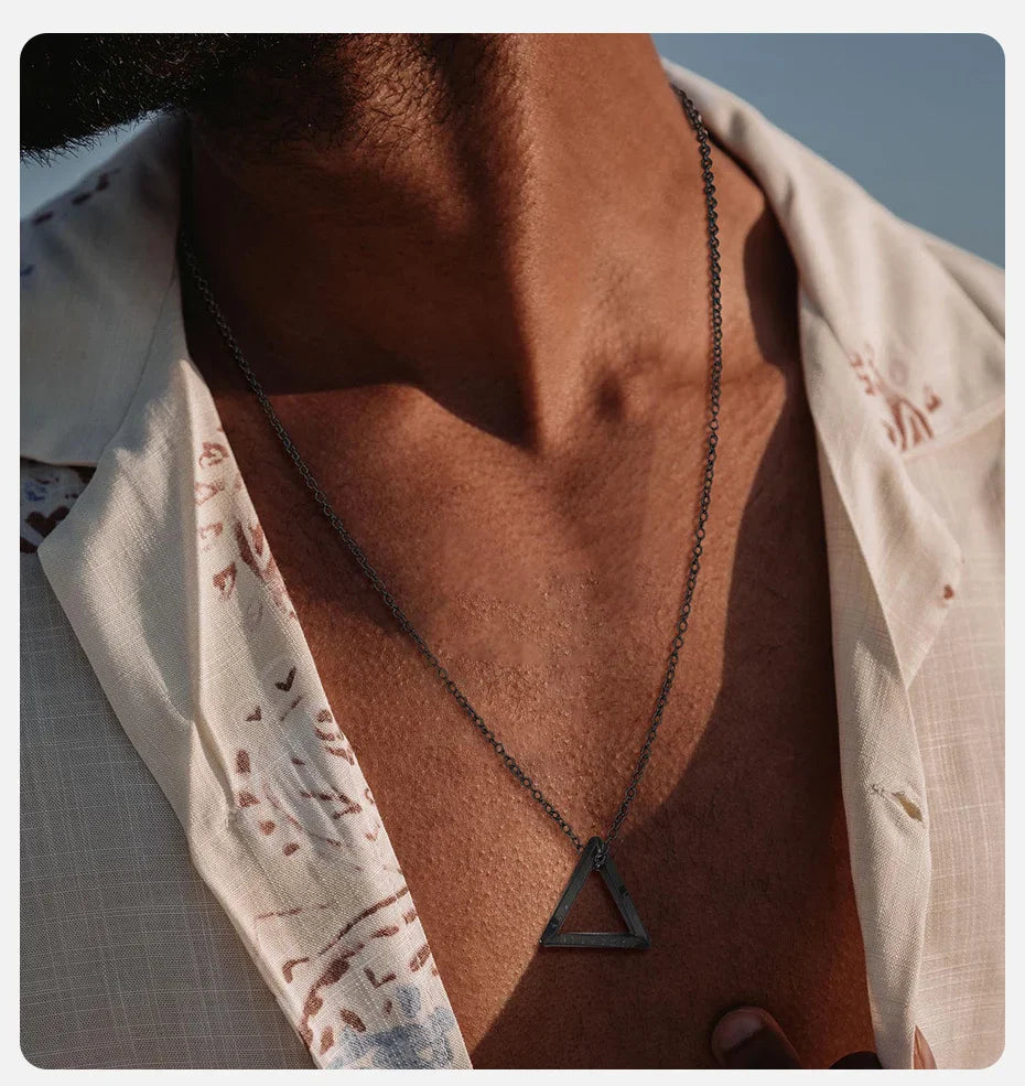 Vnox Norse Viking Pendant Necklace – Twisted Stainless Steel Mobius Triangle, Vegvisir & Valknut Geometric Charm