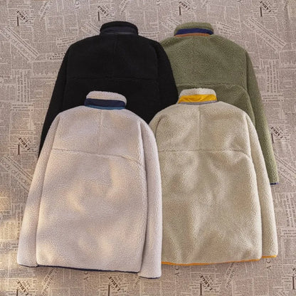 Motorcycle Outdoor Wool Jacket – Unisex Double-Sided Thick Plush Rider Suit, Windproof & Warm Lambing Wool Fashion Jacket