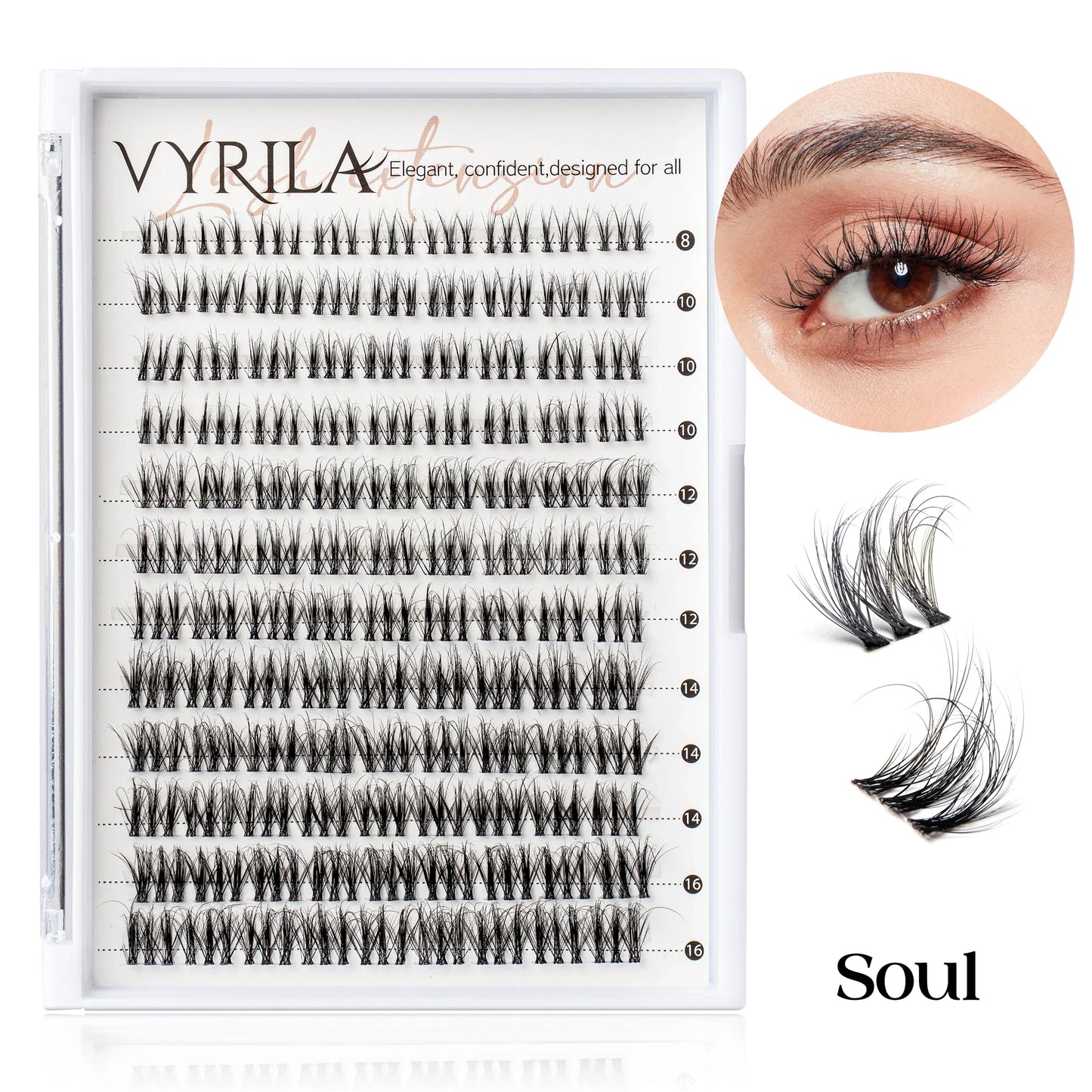 Individual Cluster Lashes C Curl – 3D Wispy DIY Extensions, 0.1mm Thin Band, Reusable & Natural