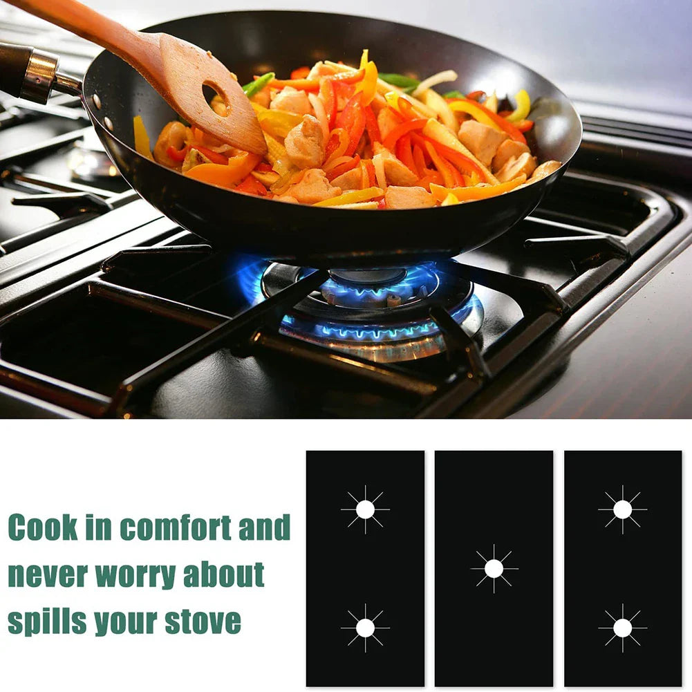 5-Hole Gas Stove Pad Set - Reusable Non-Stick Protective Cover for Kitchen Cleaning and Stovetop Scratch Prevention