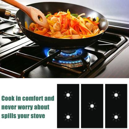 5-Hole Gas Stove Pad Set - Reusable Non-Stick Protective Cover for Kitchen Cleaning and Stovetop Scratch Prevention