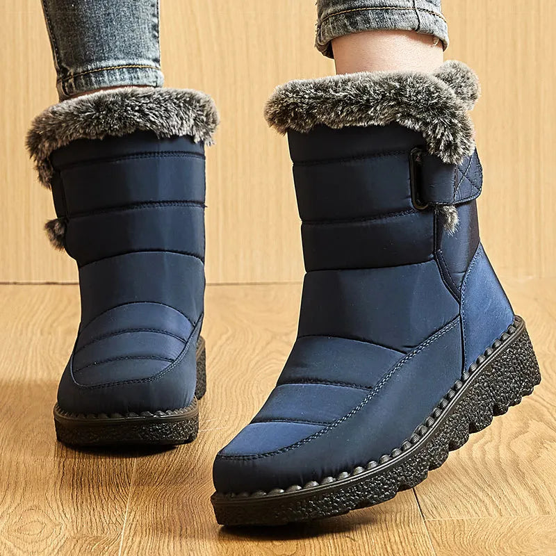 Women’s Winter Boots 2024 – Waterproof Ankle Snow Boots with Low Heels & Fur Lining