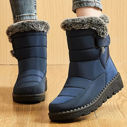 Women’s Winter Boots 2024 – Waterproof Ankle Snow Boots with Low Heels & Fur Lining
