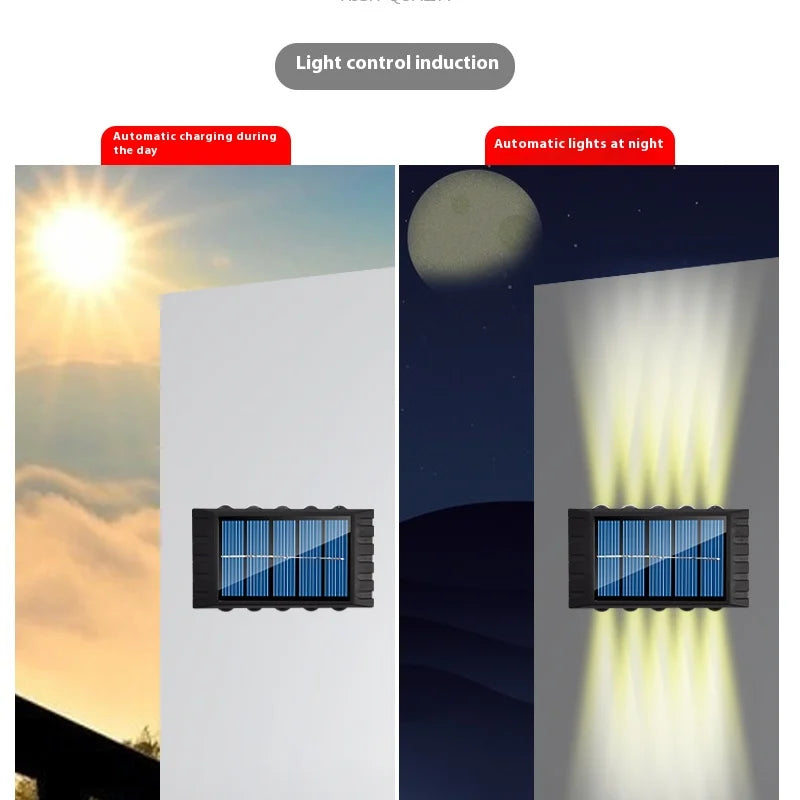 4/6/8/10 LED Solar Wall Lamp - Waterproof Up & Down Outdoor Light for Garden, Yard, Fence & Landscape Decor