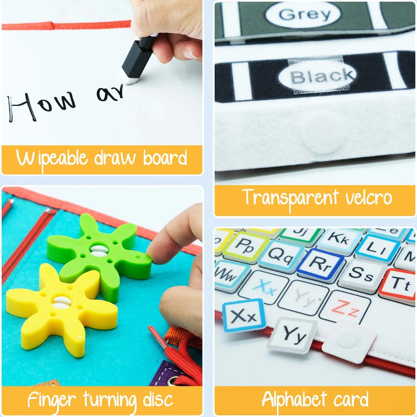 Montessori Toddler Busy Board – Educational Activity for Basic Dress Motor Skills, Baby Learning Toy for Travel
