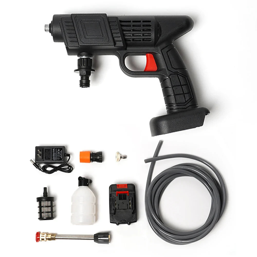 Portable High Pressure Washer | 30Bar Car Water Gun | Lithium Battery Powered | Wireless Spray Cleaner Pump for Washing