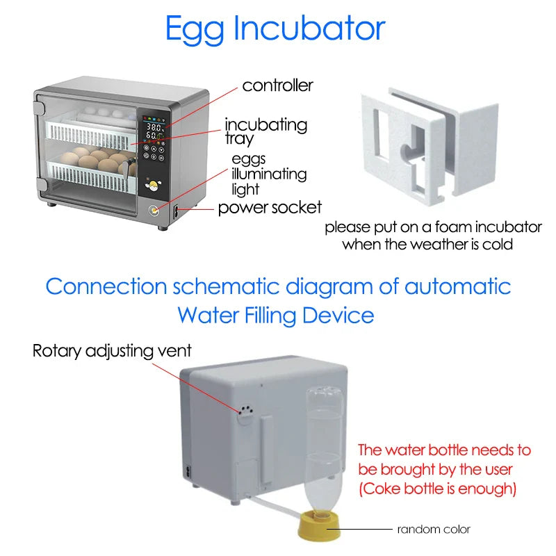 24-Egg Automatic Incubator — Touch Control Hatchery Machine for Chicken, Duck, Quail & Bird Eggs