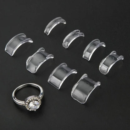 8-Size Silicone Invisible Ring Size Adjuster – Clear Jewelry Tightener & Reducer for Loose Rings Fit Correction Tool