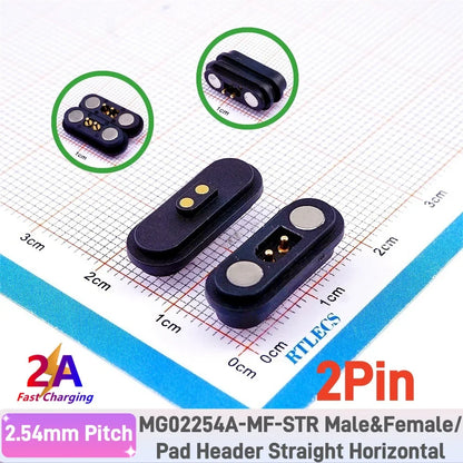 2A Waterproof Magnetic Pogo Pin Connector – 2.54mm Spring-Loaded DC Power Socket, 2-6 Positions