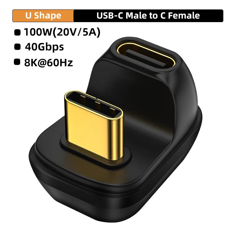 USB4.0 40Gbps 90° Type-C Adapter – 100W Fast Charging & Data Converter for MacBook 8K60Hz