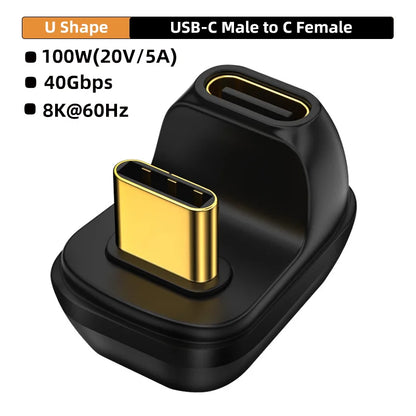 USB4.0 40Gbps 90° Type-C Adapter – 100W Fast Charging & Data Converter for MacBook 8K60Hz
