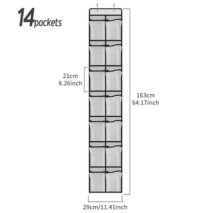 Hanging Shoe Rack Organizer – Over-the-Door 12/14 Pocket Breathable Mesh Storage for Slippers and Shoes