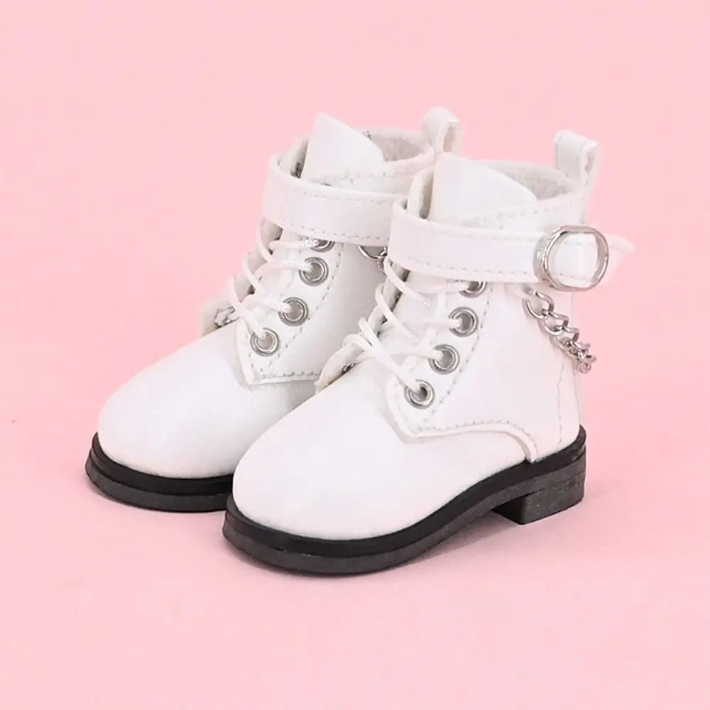 5–15cm Fashion Doll Leather Shoes – Casual Cotton Boots with Chain for 1/6 BJD Dolls