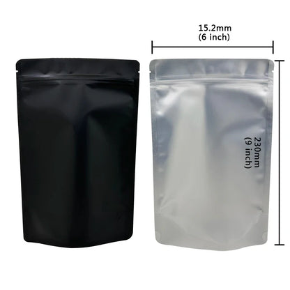 20–100PCS Black Matte Zipper Bags — Smell-Proof Mylar Pouches with One-Side Clear Window