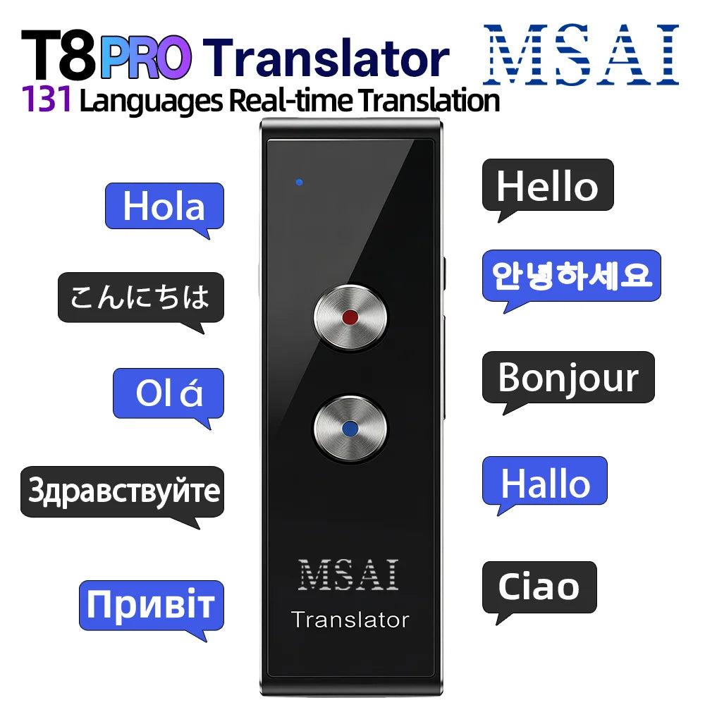MSAI T8 PRO Voice Translator – 131 Languages Real-Time Two-Way Translation Device with Bluetooth 5.1 for Business & Travel Communication Tool