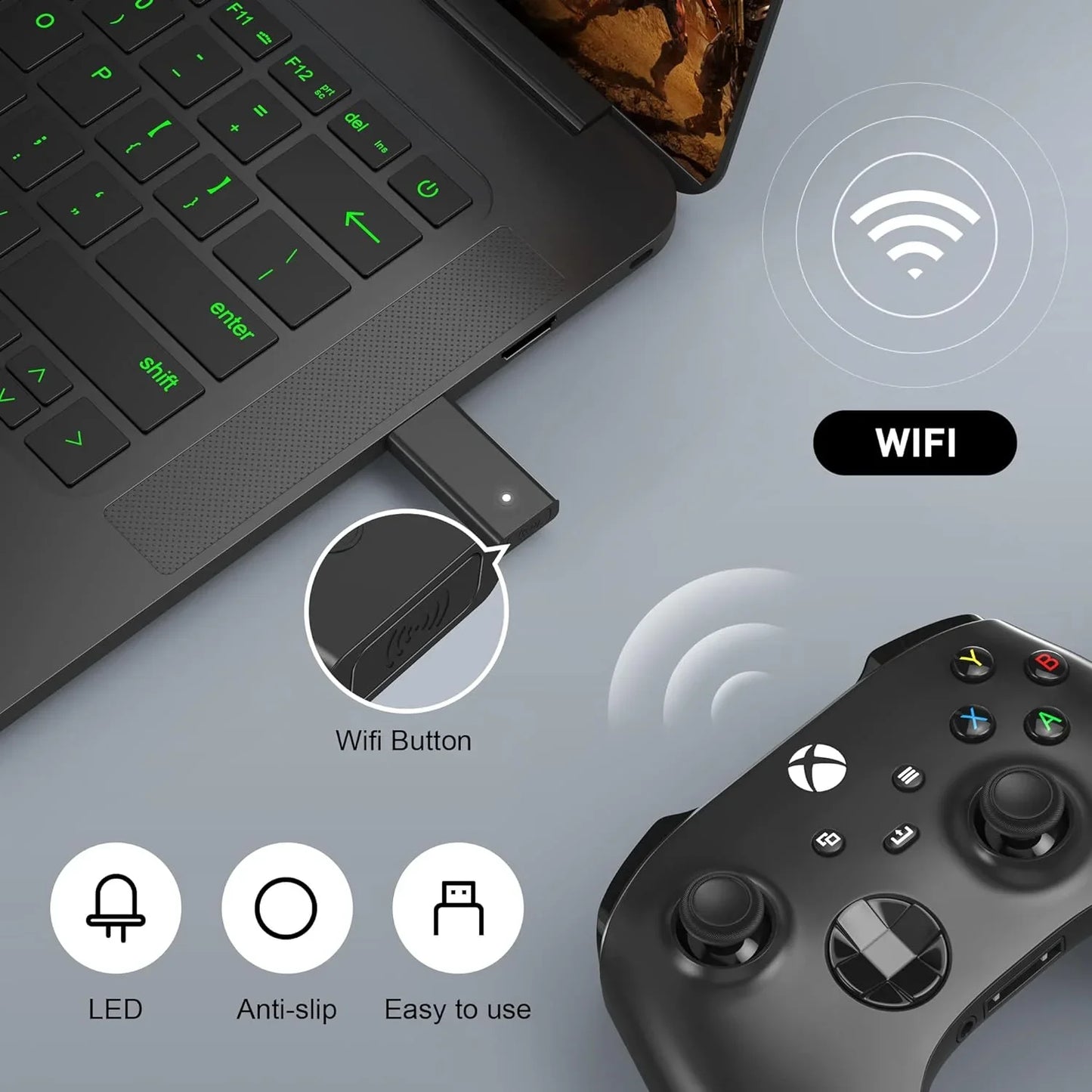USB Wireless Adapter for Xbox One S/X/Elite & Windows PC – Controller Receiver 1st & 2nd Gen
