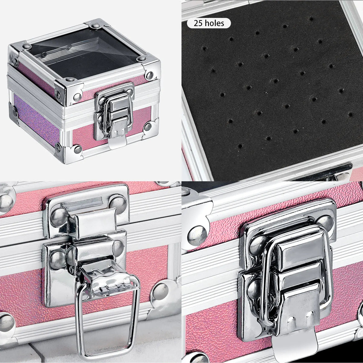 Professional Nail Drill Bit Holder - 25-Hole Aluminum Storage Box for Nail Art Tools