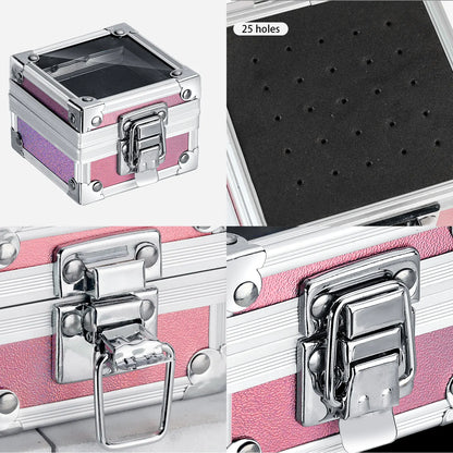 Professional Nail Drill Bit Holder - 25-Hole Aluminum Storage Box for Nail Art Tools