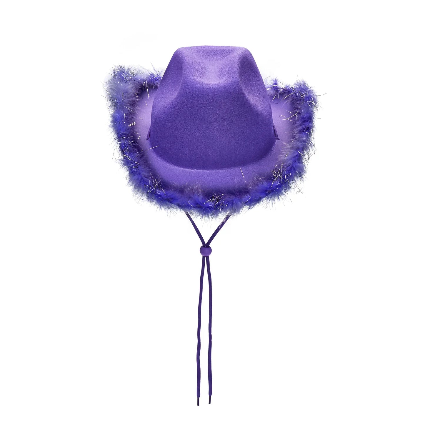 Women's Cowboy Hat – Wide Brim Solid Color with Furry Trim for Parties & Outings