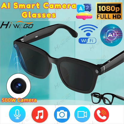 AI Smart Camera Glasses — Polarized Sunglasses with HD1080P Video Recording, WiFi, Bluetooth Calls for Men and Women