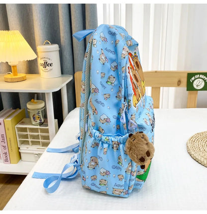 Cute Capybara Backpack | Large Capacity, Breathable Nylon Schoolbag for Students, Women & Girls, Ultra-Light Book Bag