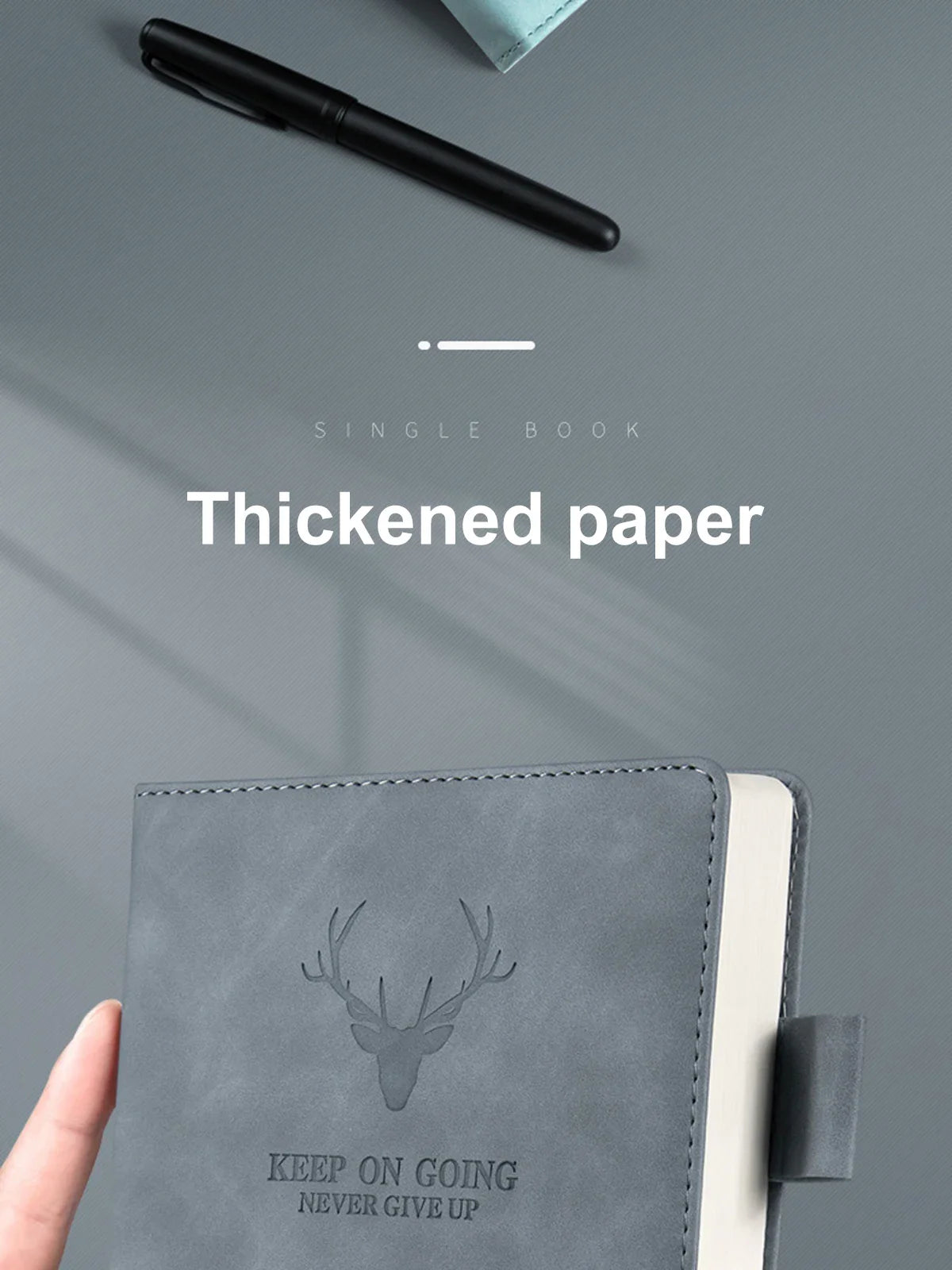 A5 Thickened Deer Head Notebook – Business PU Soft Leather Notepad with Horizontal Lines, School & Office Stationery Supplies