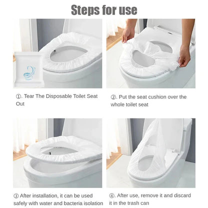Disposable Toilet Seat Cover — Waterproof Non-Woven Travel & Hotel Bathroom Protective Cushion with Individual Packaging