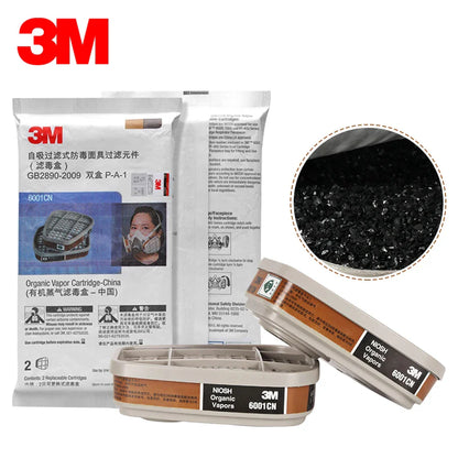 3M 6001 Gas Mask Filters – Dust & Organic Gas Cartridge for 6200, 7502, 6800 Industrial & Chemical Paint Respirators