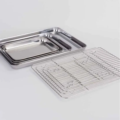 Stainless Steel Baking Tray with Removable Cooling Rack – Non-Toxic Oven & BBQ Sheet Pan, Dishwasher Safe
