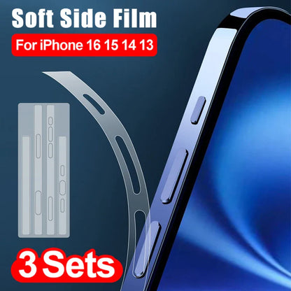 16PM Side Hydrogel Film Screen Protector | Protective Border Frame for iPhone 16, 15, 14 Pro Max, Plus, 14 ProMax, 13 Mini