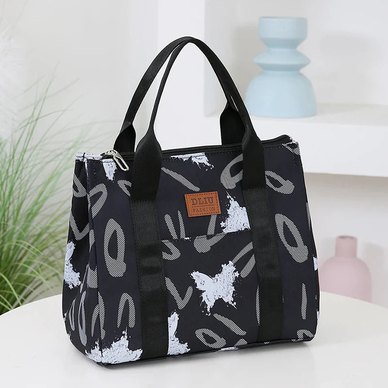 Insulated Commuter Lunch Bag with Storage Pouch — Portable Handbag for Office, Thermal Food Carrier with Meal Box Included