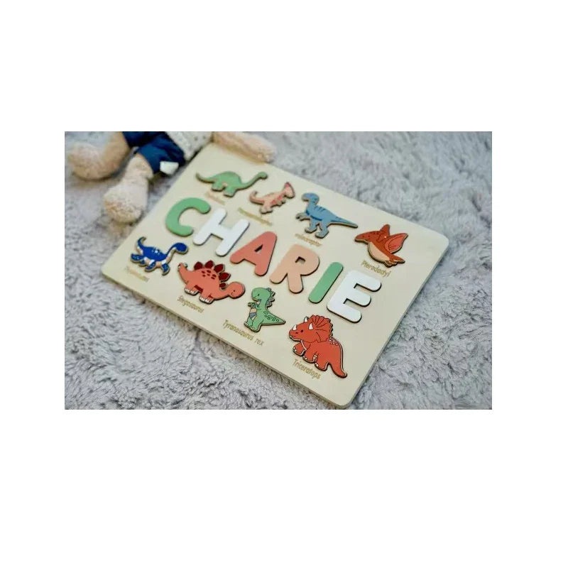 Montessori Personalized Wooden Name Puzzle — Custom Letter Board Educational Toy for Babies