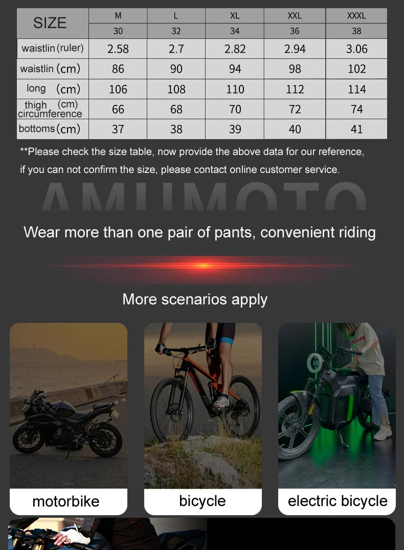 AMU Motorcycle Quick Take Off Pants – Waterproof, Windproof, Thermal Protective Gear for Men & Women