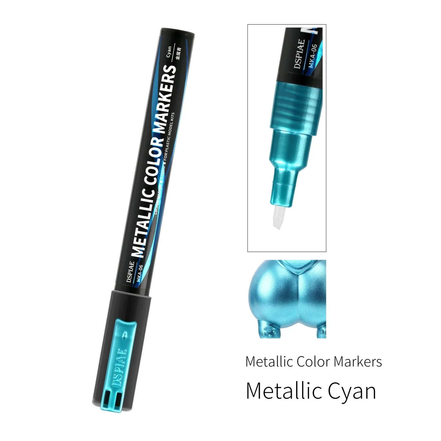 DSPIAE MKA Metallic Brush Marker Pen Set – Eco-Friendly Water-Based Soft Tip Paint Pens (Pink, Orange, Red, Blue, Green, Silver, Gold)