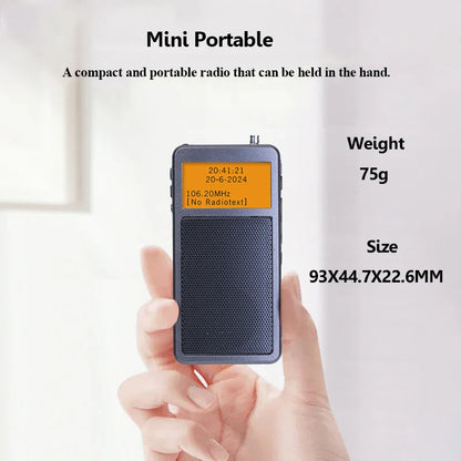 Mini Portable Bluetooth Radio – DSP FM Stereo, Wireless Bluetooth Speaker with Alarm Clock, Backlight Screen, Rechargeable