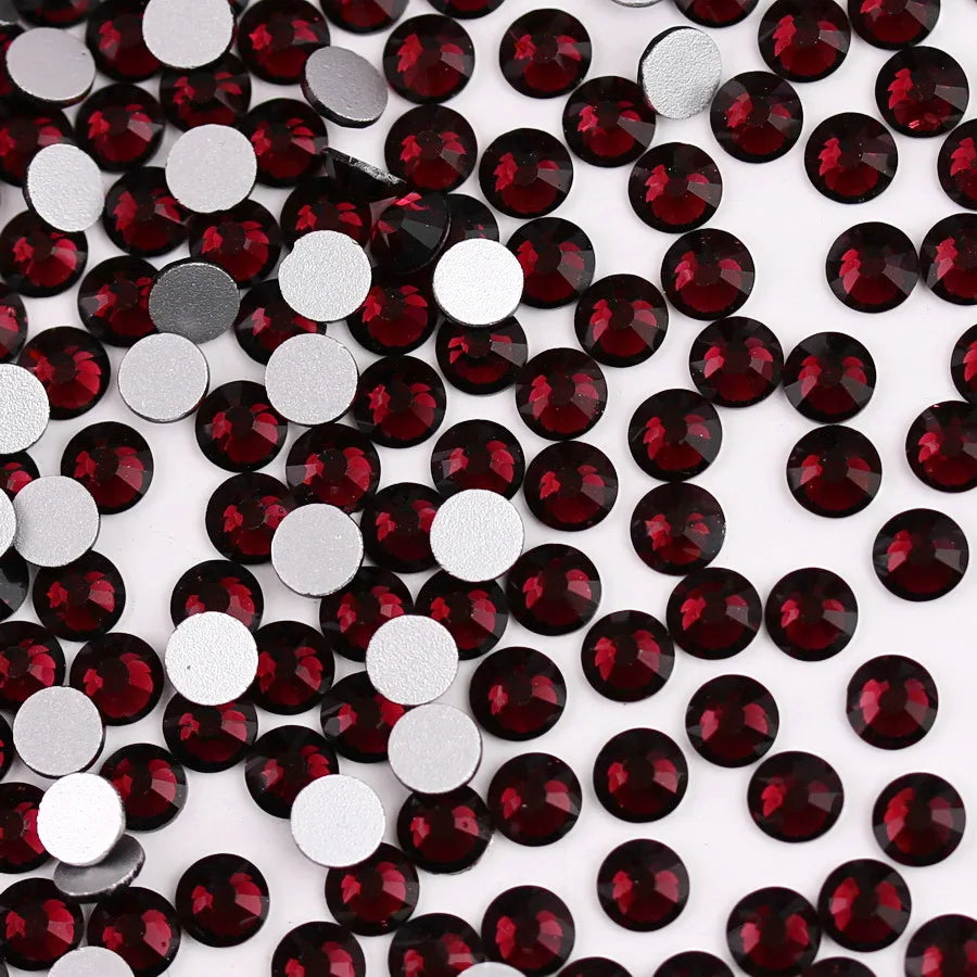 Glass Crystal Flatback Rhinestones Set SS6–SS30 – Non-Hotfix Round Glue-On Gems for Nail Art, DIY Crafts & Jewelry Decoration