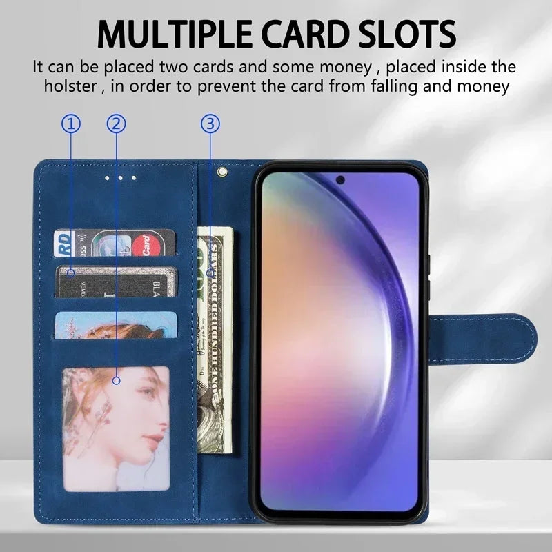 Samsung Galaxy Flip Wallet Case - Leather Card Slot Protective Cover