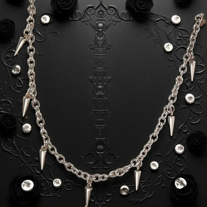 Punk Rivet Tassel Necklace - Titanium Steel Geometric Chain Jewelry for Men & Women