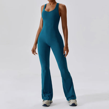 Women’s Yoga Sportswear Jumpsuit – Fitness Gym Romper Stretch Workout Bodysuit with Push Up Support