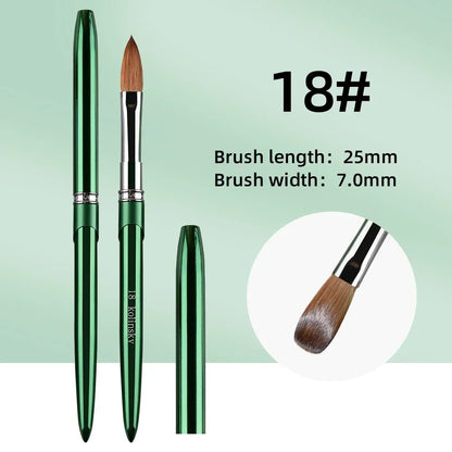 Kolinsky Acrylic Nail Brush — 100% Pure Metal Handle, Sizes 2-18 High-Quality Nail Tool