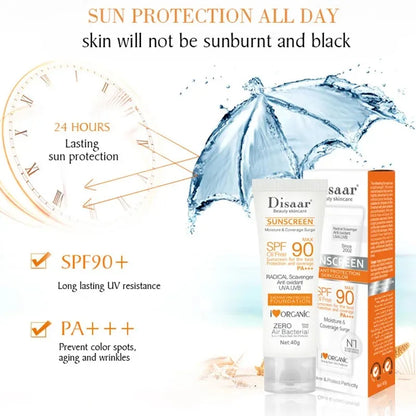SPF 90+ Waterproof Sunscreen Cream – Facial & Body Sunblock with UV Protection for Outdoor & Seaside Skin Defense