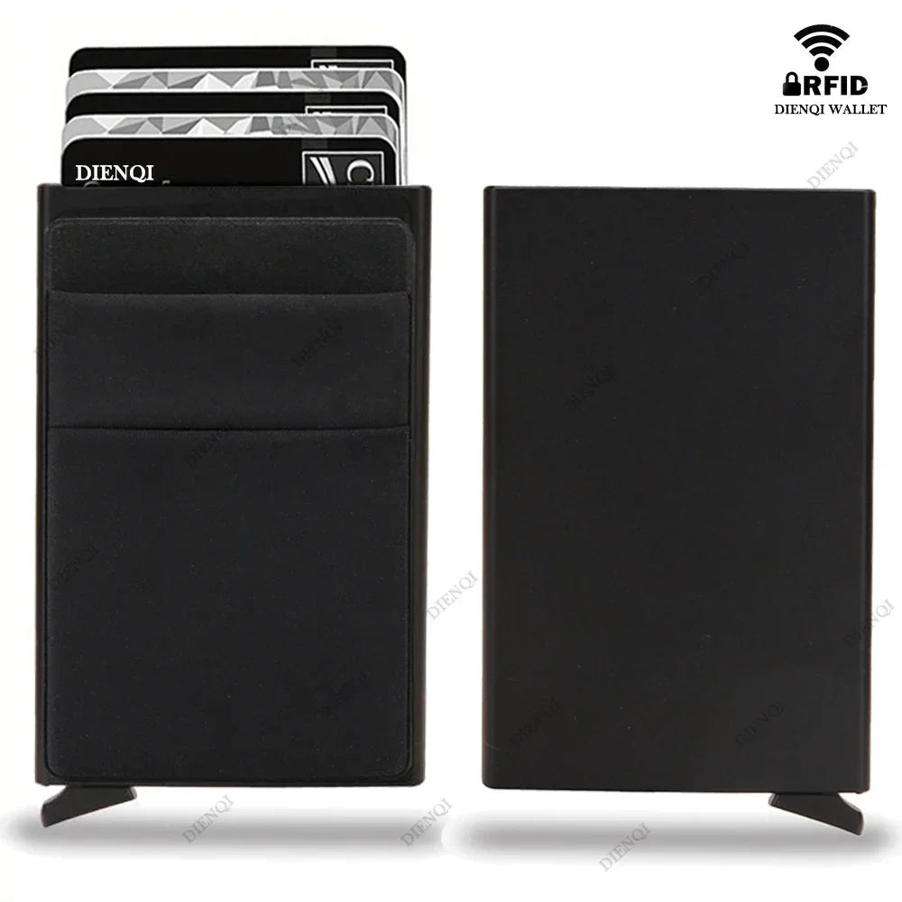 RFID Credit Card Holder for Men, Thin Slim Luxury Metal Mini Minimalist Wallet, Bank & ID Cardholder Case