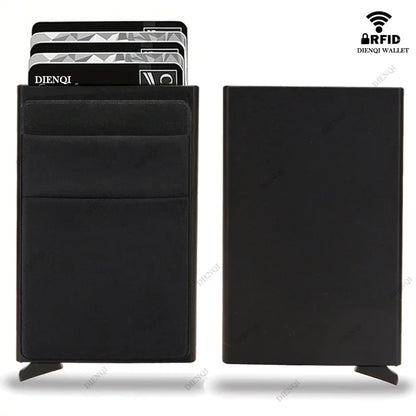 RFID Credit Card Holder for Men, Thin Slim Luxury Metal Mini Minimalist Wallet, Bank & ID Cardholder Case