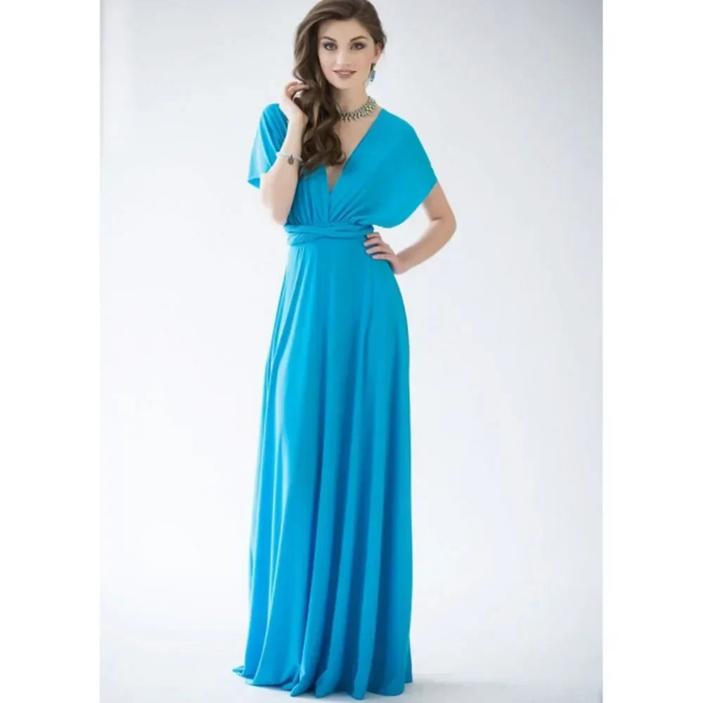 Women’s Summer Sexy V-Neck Maxi Dress – Multi-Wear Strappy Long Party Dress