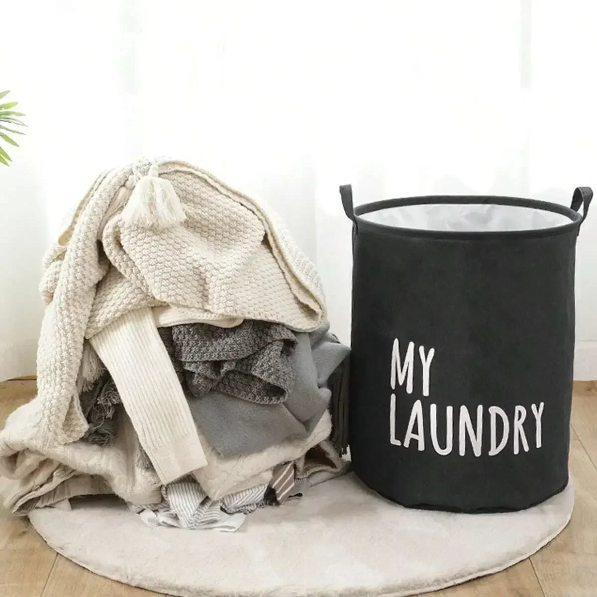 Cotton & Linen Foldable Laundry Basket — Waterproof Household Storage for Clothes, Toys, and Laundry Supplies