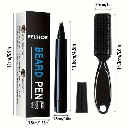 Beard Filling Pen Kit - Waterproof Beard Enhancer Pencil with Shaping Brush