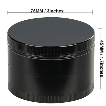 75mm (3") 4-Layer Zinc Alloy Herb Grinder — 4-Piece Large Spice & Smoking Crusher