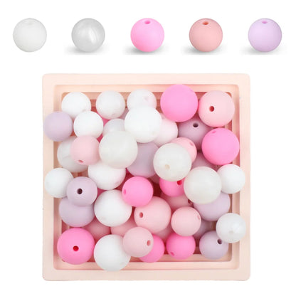 15mm Silicone Beads Set - Colorful Loose Beads for DIY Keychains, Jewelry & Beaded Pen Crafts